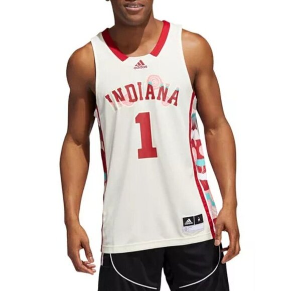Adidas Indiana Hoosiers Basketball Jersey #1 Mens Size L Black Excellence Cream - Picture 3 of 9